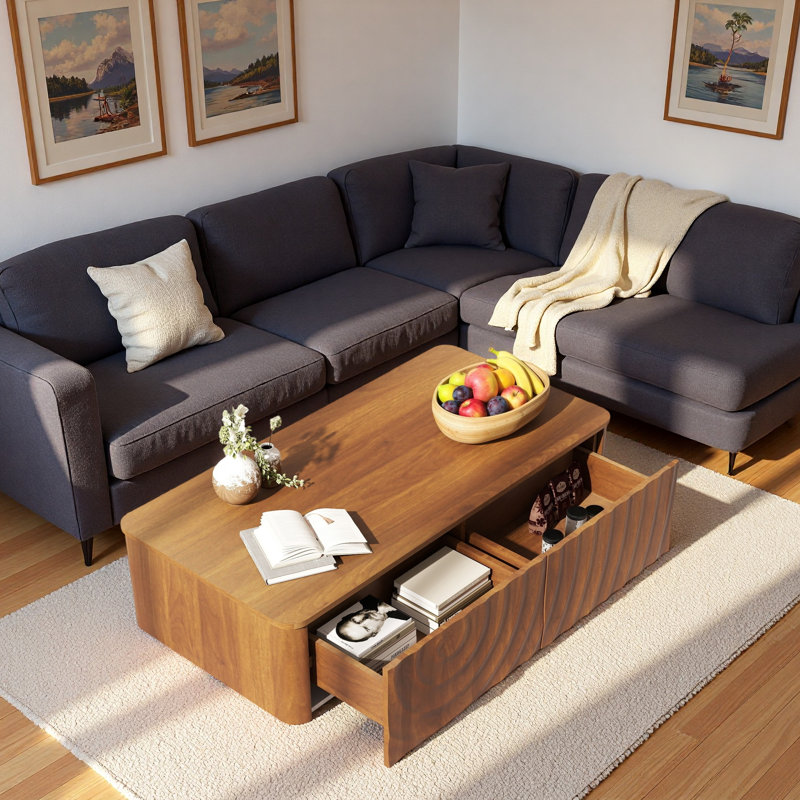 Table basse 2 tiroirs Modern, Brun