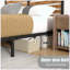 Base de lit grand lit rustique brun et noir avec tête de lit en bois, plateforme en métal robuste, rangement sous le lit, aucun sommier requis