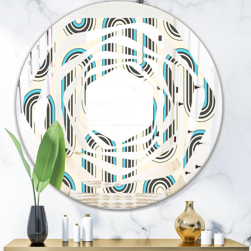 Miroir mural Whirl Cottage Americana, 31,5 po x 31,5 po, Tourbillon géométrique abstrait minimaliste IV