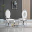 Ensemble de table de salle à manger 7 pièces, table de salle à manger en placage de marbre et 6 chaises en similicuir-993891578-993891555-993891557