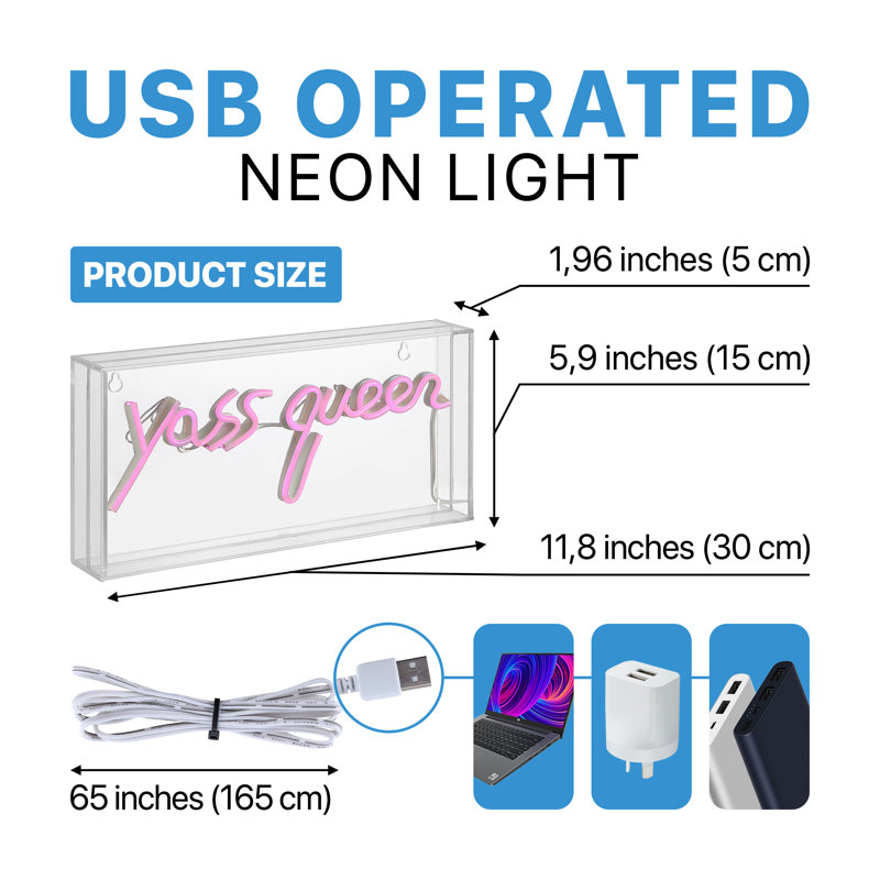 Enseigne néon DEL 5,9 po Yass Queen