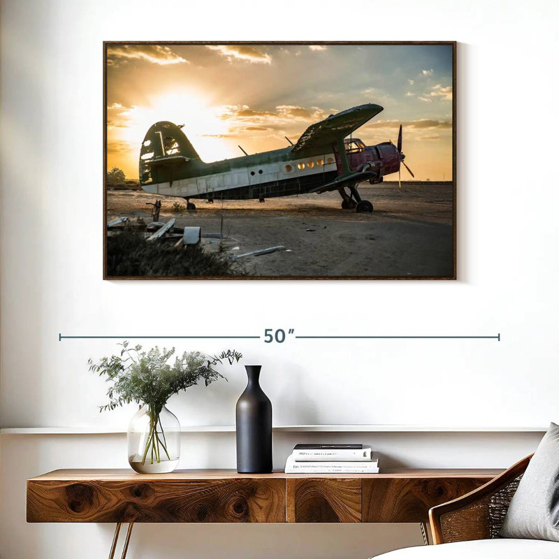 Abandonné ancien avion, Cadre flottant noyer, 40 po x 27 po