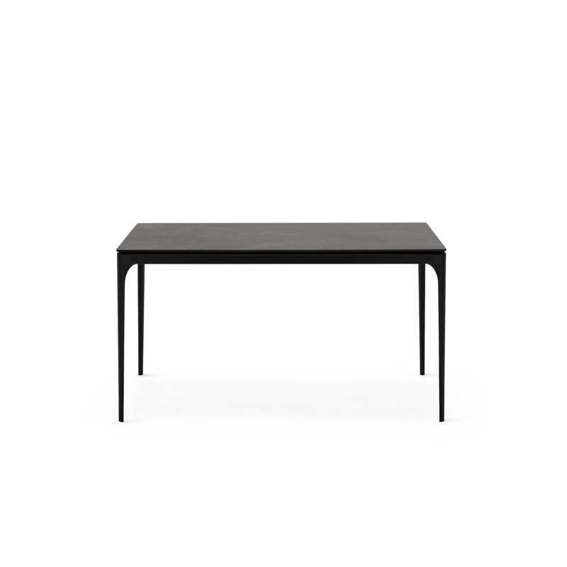 Silhouette Table with Extendable Rectangular Top and Metal Legs, Oxide Black