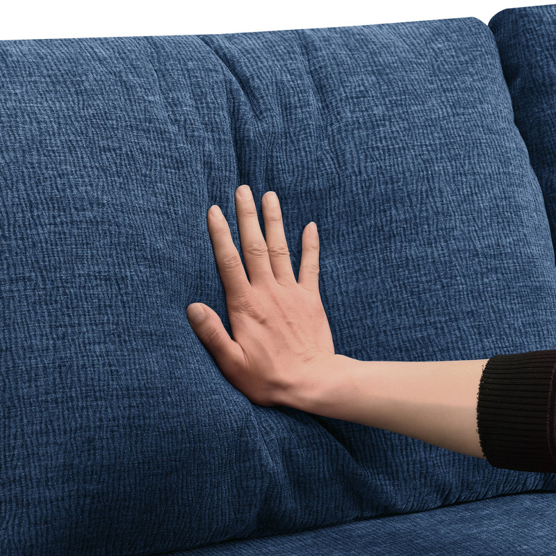 Canapé modulaire rembourré confortable avec repose-pieds, 110 x 72 po, sans assemblage, chenille spacieuse pour salon et chambre à coucher, assise profonde, assemblage requis,