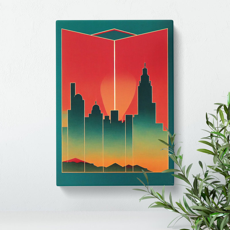 Art Deco City Skyline No.5 - Wrapped Canvas, 50cm H x 35cm W x 3cm D