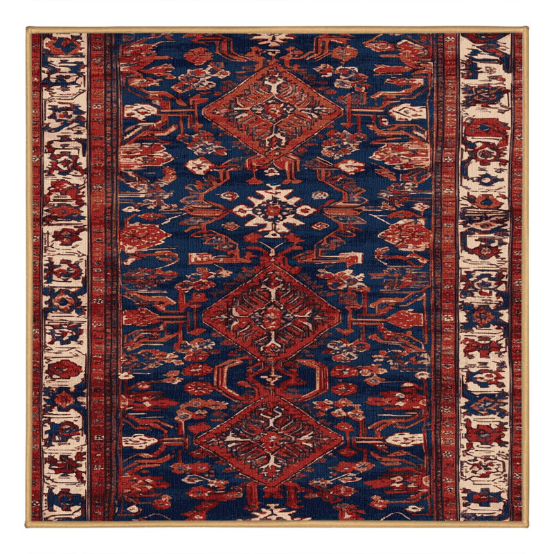 Tapis brun turc lavable à la machine, Carré 4 pi