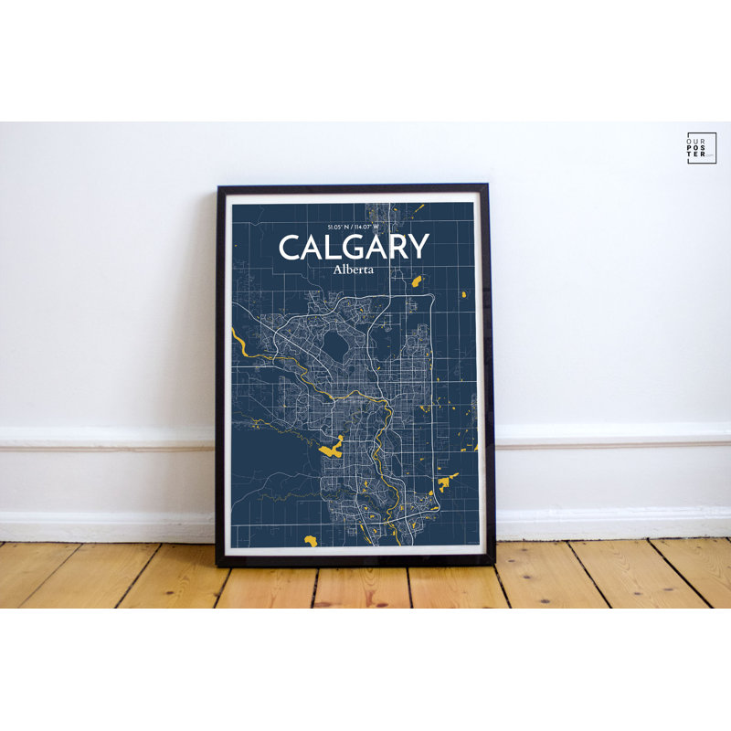 « calgary city map », reproduction d’impression sur affiche, H 17 po x l 11 po