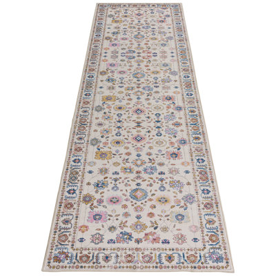 LENORE Machine Washable Vintage Floral Design Area Rug