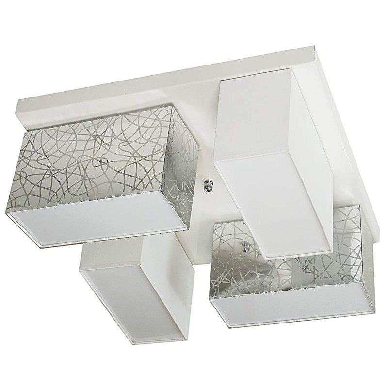 Raffa Semi Flush Mount, Silver/White