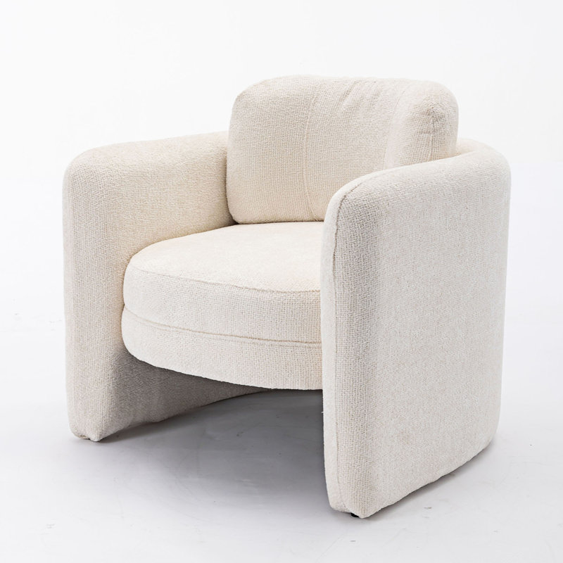 Chaise d'appoint rembourrée Kippar, chaise d'appoint, chaise de salon, chaise de chambre , Polyester ivoire
