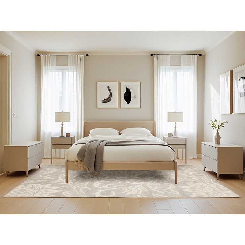 Tapis contemporain gris, Rectangle de 5 pi x 8 pi