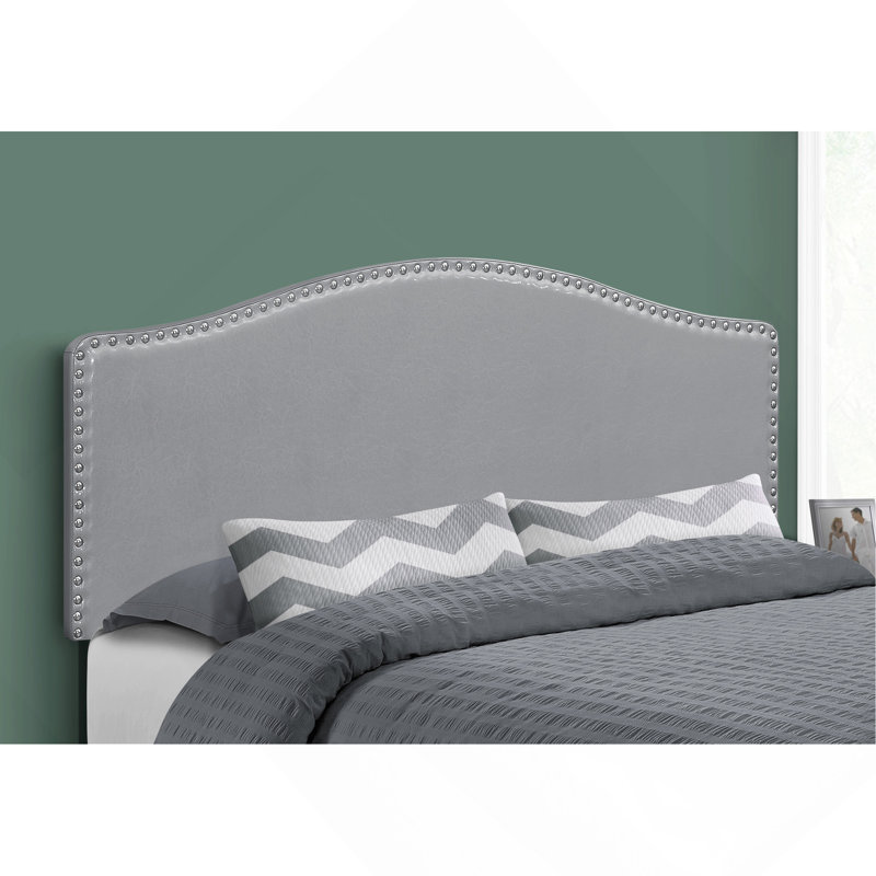 Bed, Headboard Only, Queen Size, Bedroom, Upholstered, Grey Leather Look, Transitional, Gray, Queen