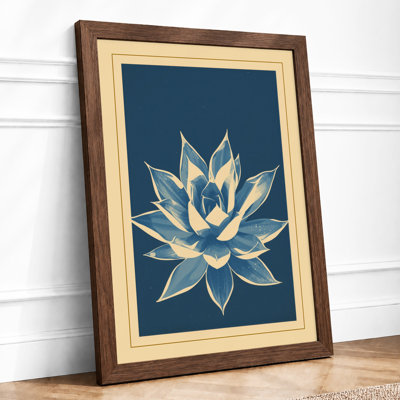 Lotus in Teal Botanical - Framed Print