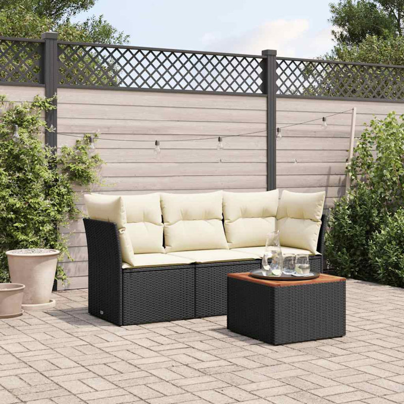 Ensemble de canapé de jardin Vidaxl PE rotin noir standard modulaire
