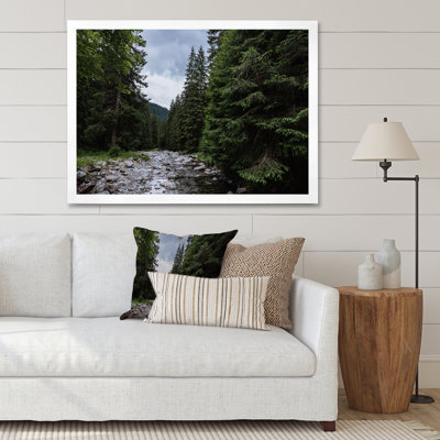 " Mountain Landscape With River And Forest Trees " Painting Print