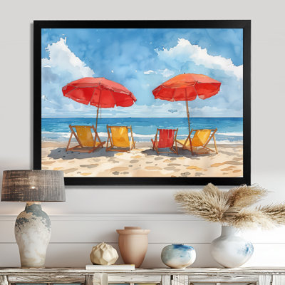 Red Blue Italian Beachside Escape - Beach Wall Decor