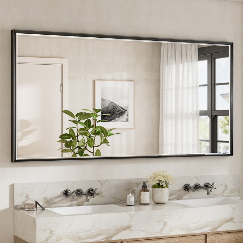 Miroir de salle de bain mural Lohoski, Noir, 36 po x 71 po