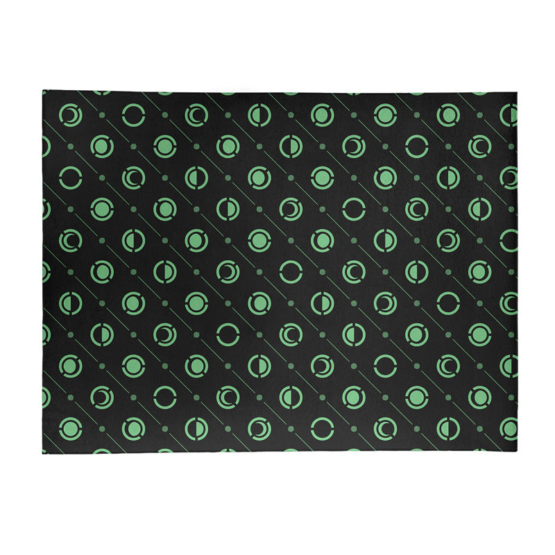Tapis à phases vert/noir lune phases, Rectangle 5 pi x 7 pi
