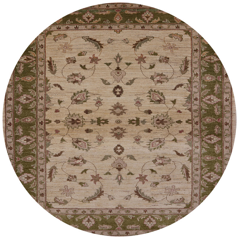 Tapis oriental beige / vert Farrow, Rond 3 pi