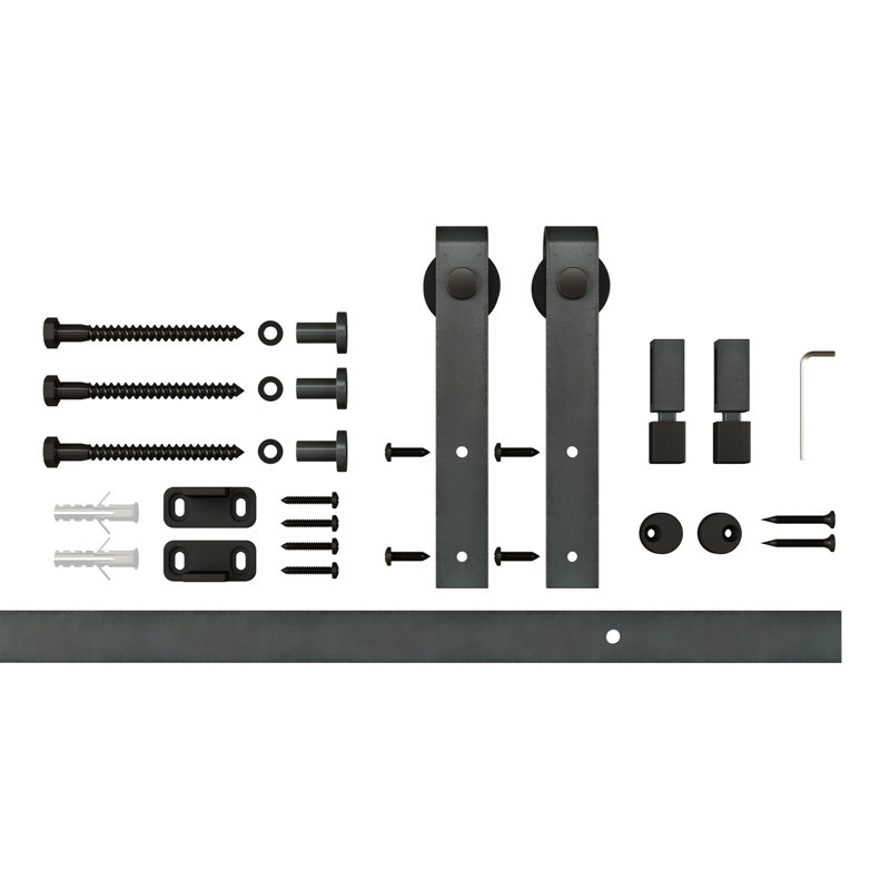 Mini ensemble de quincaillerie de porte de grange simple standard, Acier mat, 60 po