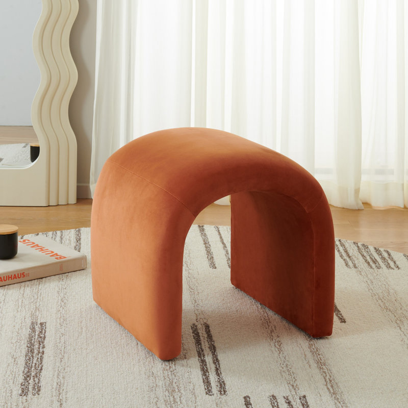 Andeana Upholstered Ottoman, Rust Velvet