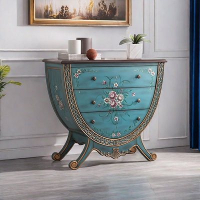 Creative painted carved drawer accent chest