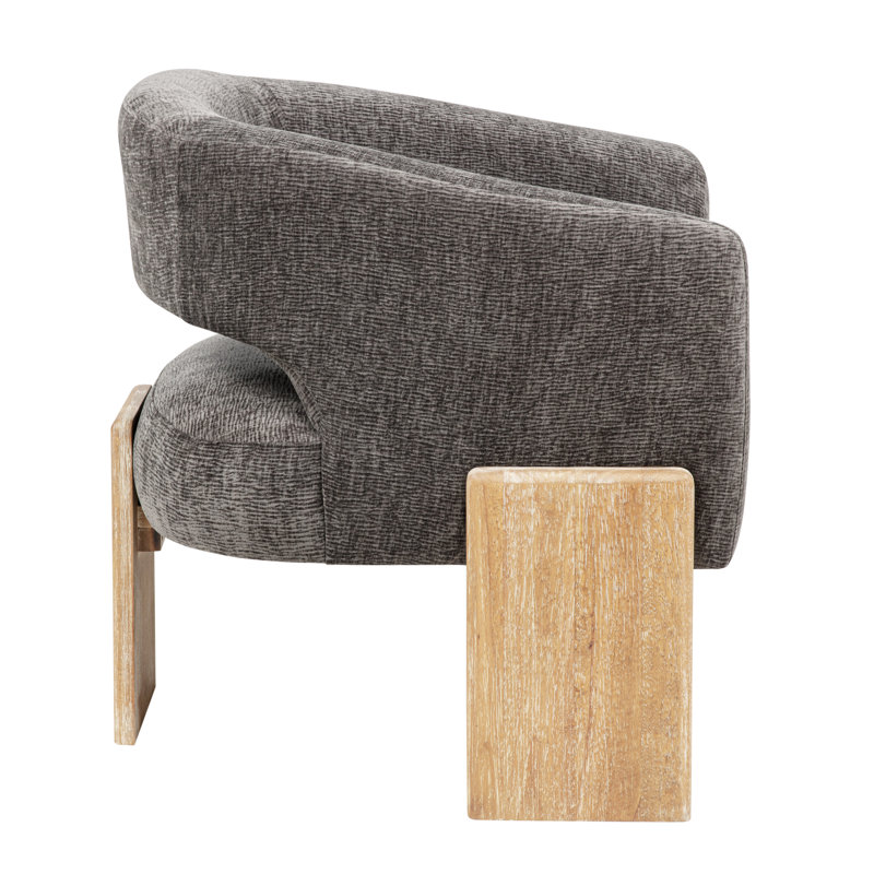 Jeff Accent Chair 2-piece Set In Modern Crystal Black Ribbed Linen On Solid Wood