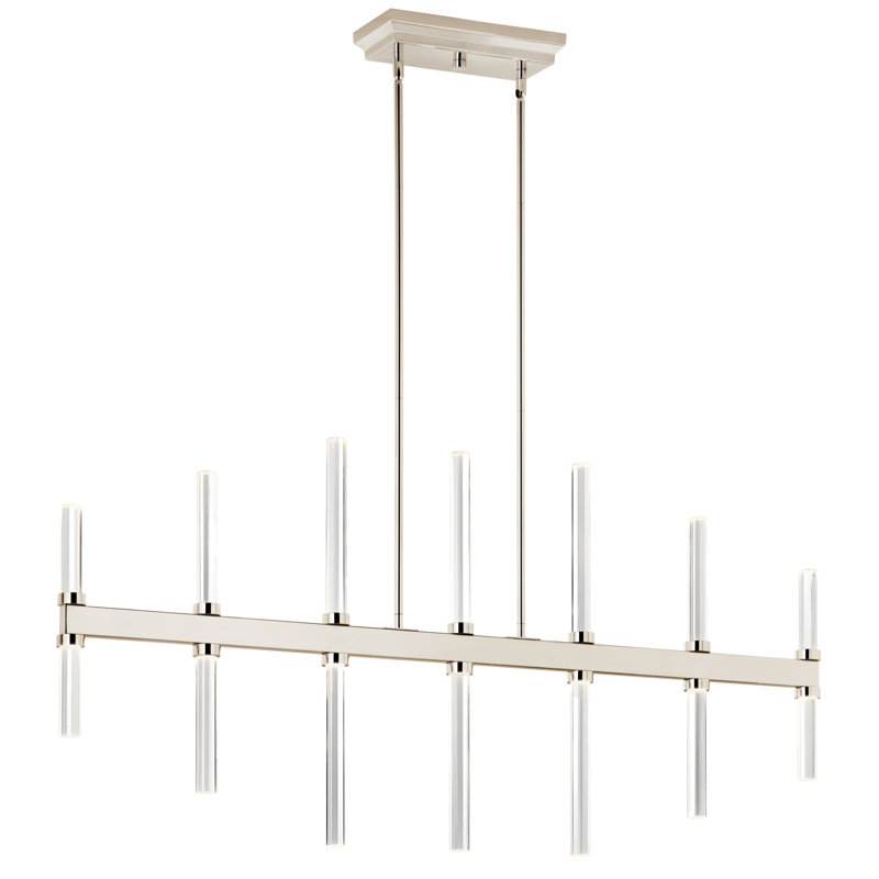  Lustre à 14 lumières DEL en acier à intensité variable, Nickel poli