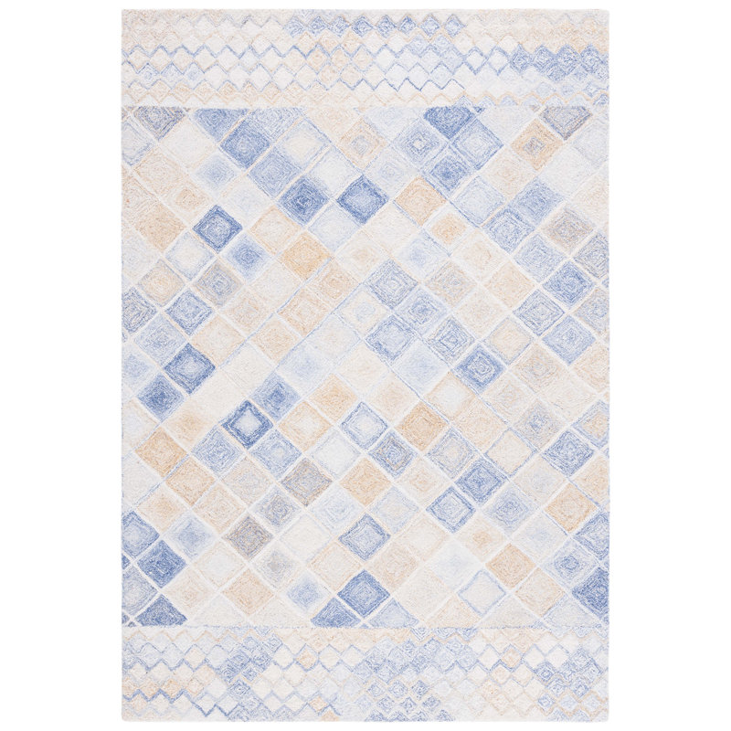 Tapis à motif géométrique abstrait touffeté à la main Shelana, Rectangle 4 pi x 6 pi