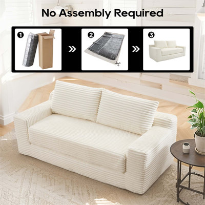 Convertible Loveseat Sofa with Memory Foam, Steel Frame, No Assembly, Compact Design for Small Spaces and Apartments