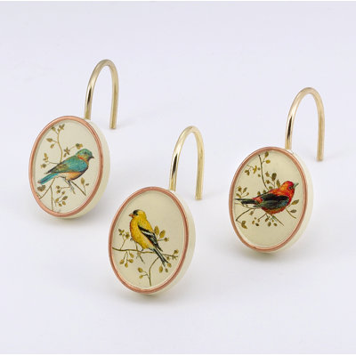 Gilded Birds Bath Shower Curtain Hooks