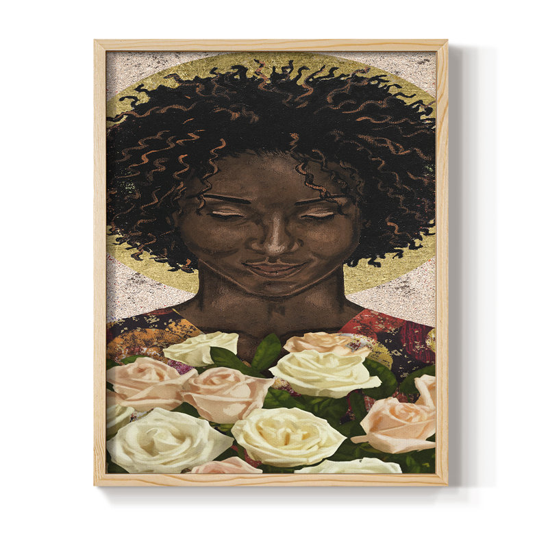 Méditation I, reproduction encadrée - bois massif, H 15 po x l 12 po