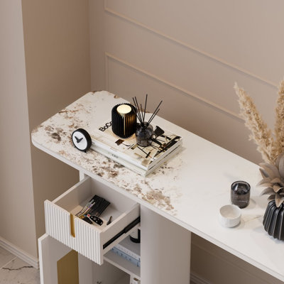 Console moderne en pierre frittée avec rangement pour hall d'entrée Artis