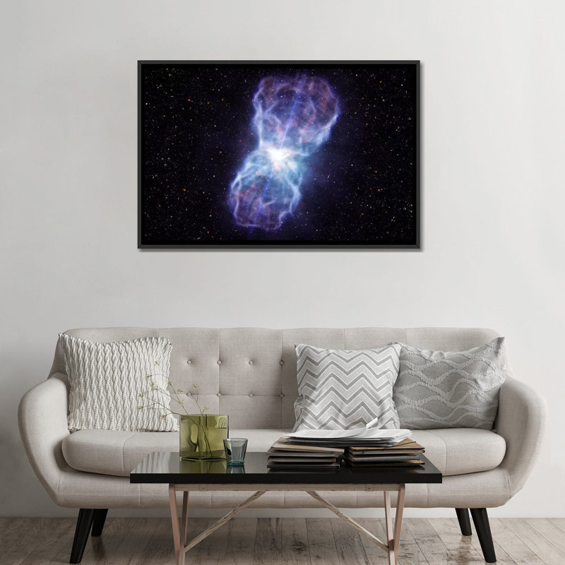 « hole explosion », impression sur toile, H 18 po x l 26 po x P 1,5 po, Toile avec cadre noir, Pas de tapis
