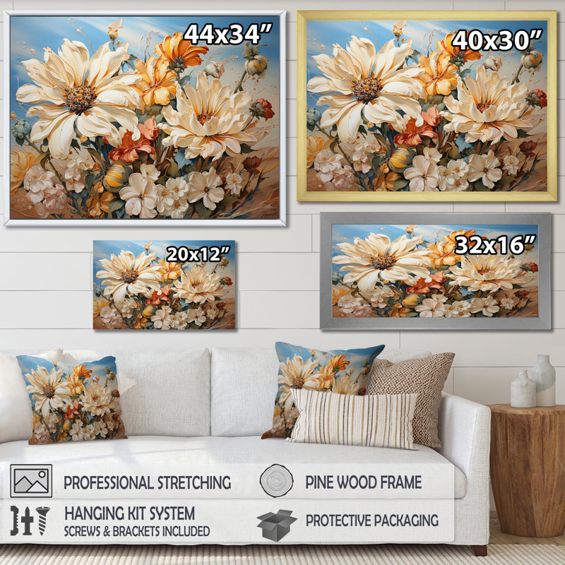 Sunflowers Country Charm sur toile, Toile tendue, H 16 po x l 32 po x P 1 po
