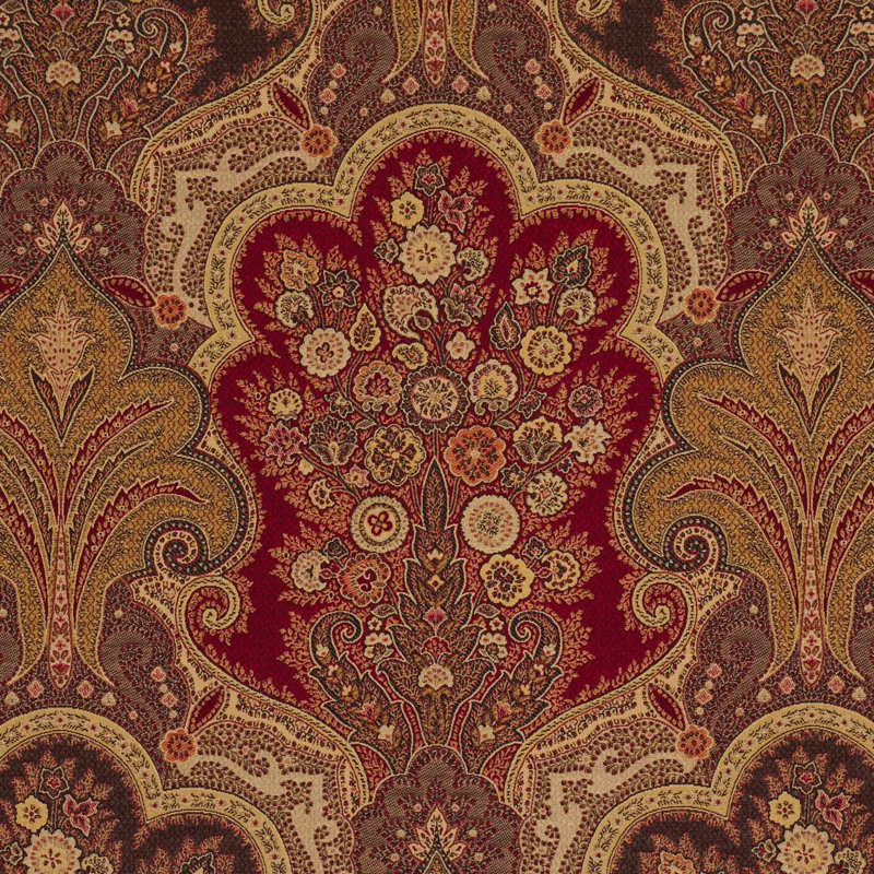 New Castle Paisley Fabric, Cranberry
