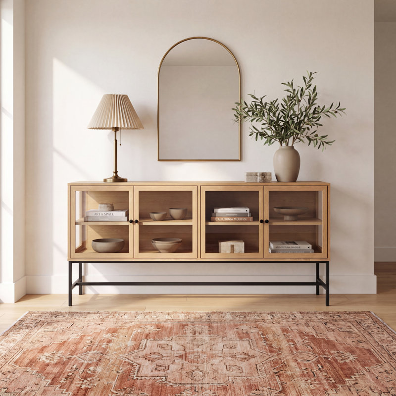 Warner 70'' Solid Wood Sideboard, Black/Light Brown