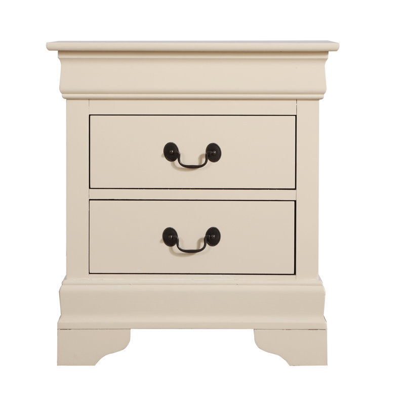 Table de chevet 2 tiroirs LouisPhillipe, beige, Beige
