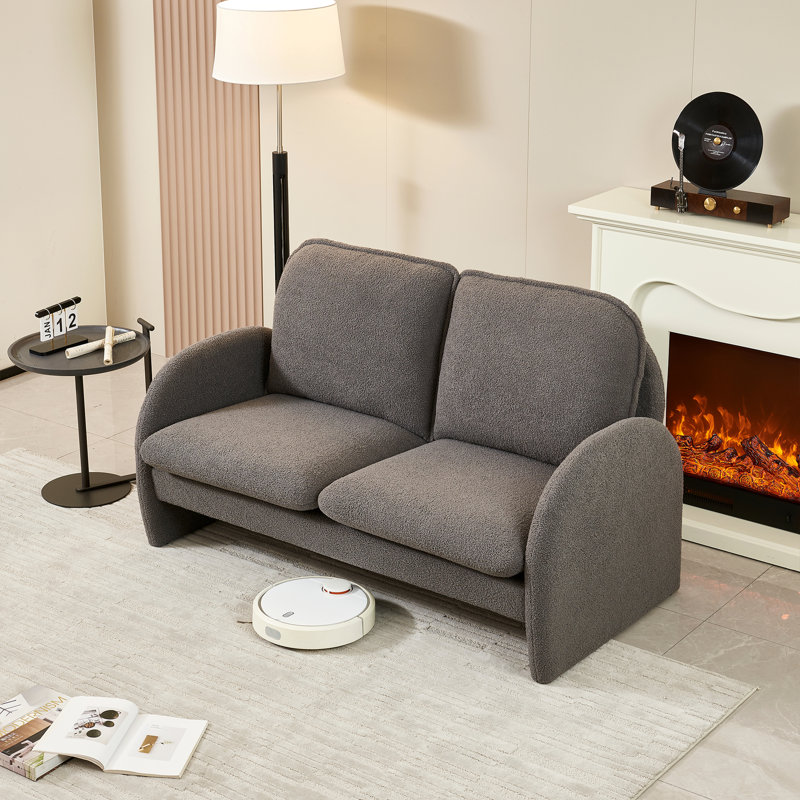 Canapé confortable rembourré en tissu Sherpa pour le salon, la chambre à coucher, un appartement et d'autres espaces