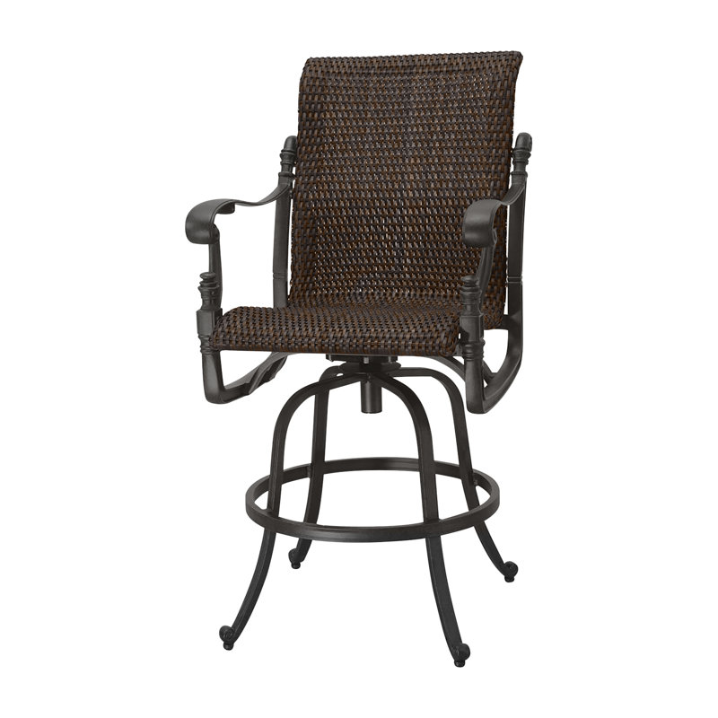 Florence Woven Swivel Bar Stool, Chestnut, Desert Bronze
