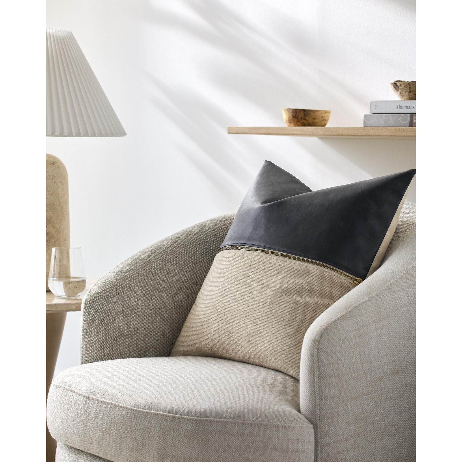 Galey Alix x Livabliss San Marco Pillow Cover, Down, 22"H x 22"W, Gray