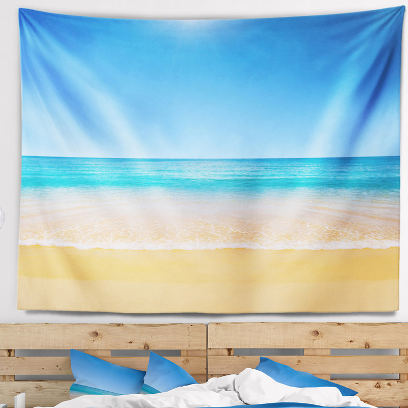 Ensemble de tapisserie de plage tropicale en polyester de mer tropicale avec accessoires suspendus inclus, H 50 po x l 60 po