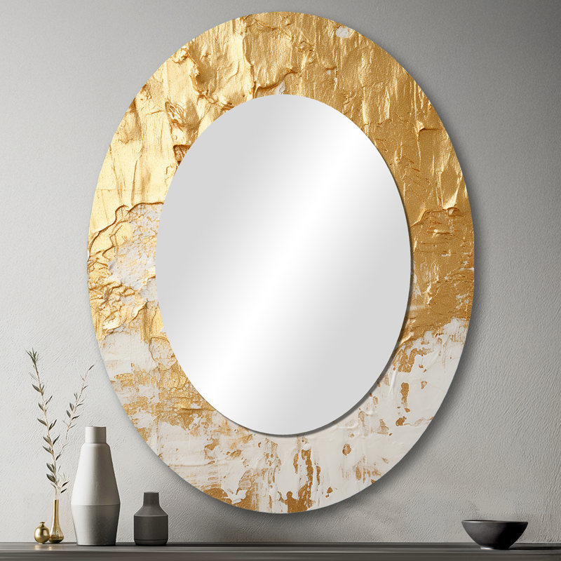 Gentle Abundance Retro Gold Abstract I - Miroir mural, 43 po x 33 po