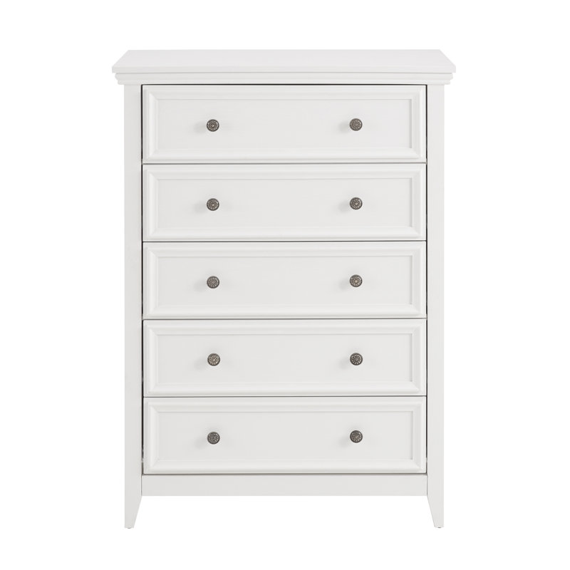 Commode 5 tiroirs Callan, Blanc