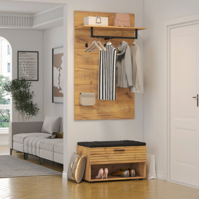 Armoire à chaussures de couloir, portemanteau moderne avec 3 crochets et porte-manteau pour le vestibule