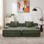 Méridienne surdimensionnée double en flanelle avec 4 coussins Eliam, remplie de mousse pure, sans assemblage requis, vert-118698504