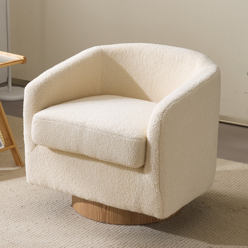 Living Room Swivel Barrel Accent Chair, Khaki Teddy