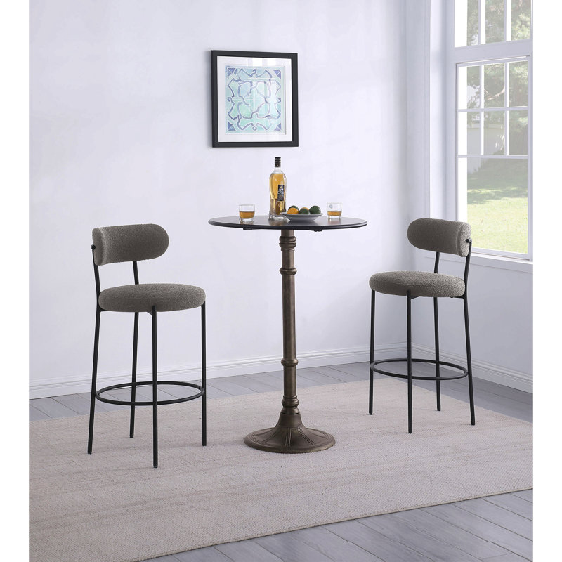 Ensemble de 2 chaises de bar Concord Grey Boucle, Tabouret