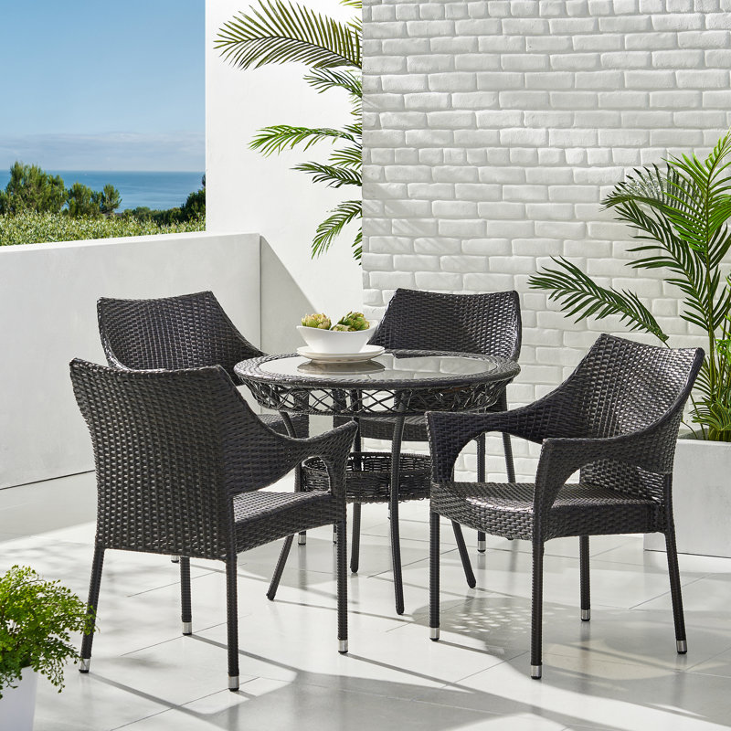 Ensemble repas extérieur pour 4 personnes Draeger, Brun / Noir