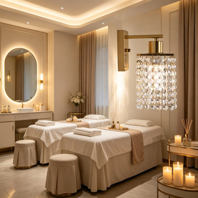 Set of 2 Crystal Battery Operated Wall Sconces, Rechargeable Wireless Wall Lamps with 5200mAh Battery and Remote Control, Modern Dimmable LED Wall Lights for Bedroom Bathroom Corridor